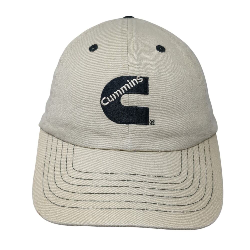 Cummins Slideback Hat Beige One Size Adjustable Embroidered Vent Holes